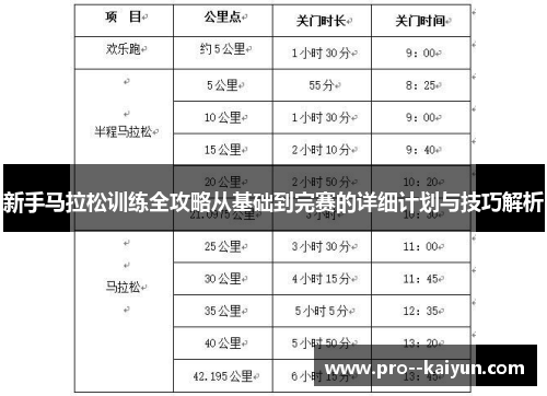 新手马拉松训练全攻略从基础到完赛的详细计划与技巧解析
